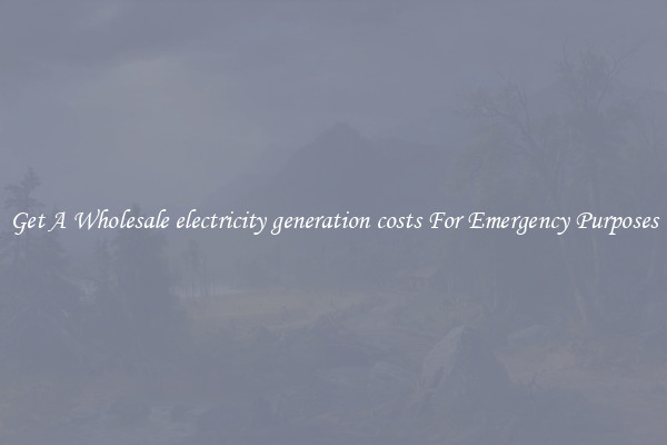Get A Wholesale electricity generation costs For Emergency Purposes