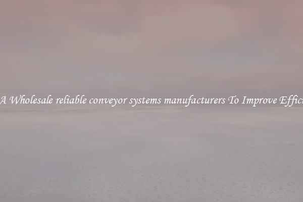 Get A Wholesale reliable conveyor systems manufacturers To Improve Efficiency