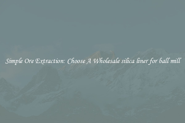Simple Ore Extraction: Choose A Wholesale silica liner for ball mill