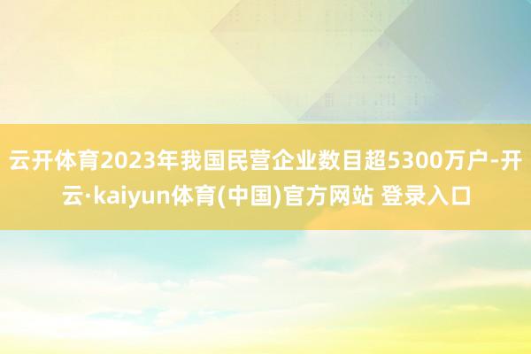 云开体育2023年我国民营企业数目超5300万户-开云·kaiyun体育(中国)官方网站 登录入口