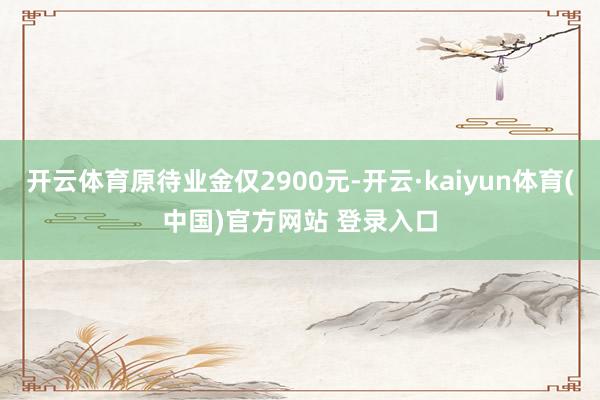 开云体育原待业金仅2900元-开云·kaiyun体育(中国)官方网站 登录入口