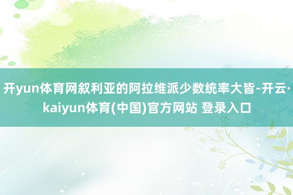 开yun体育网叙利亚的阿拉维派少数统率大皆-开云·kaiyun体育(中国)官方网站 登录入口
